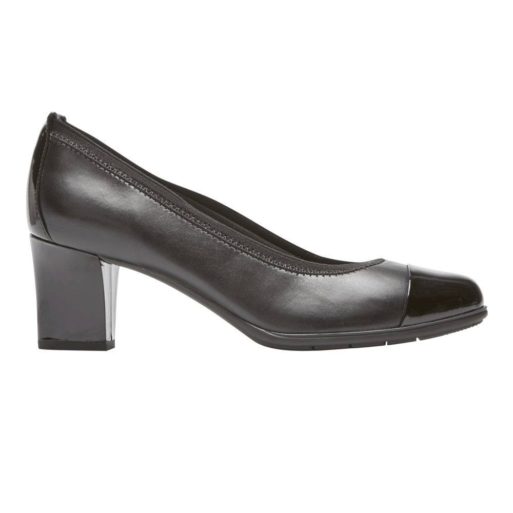 Rockport Pumps For Womens Black - Total Motion Esty Luxe Cap Toe - ZM2106739